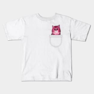 Pink kitten in pocket Kids T-Shirt